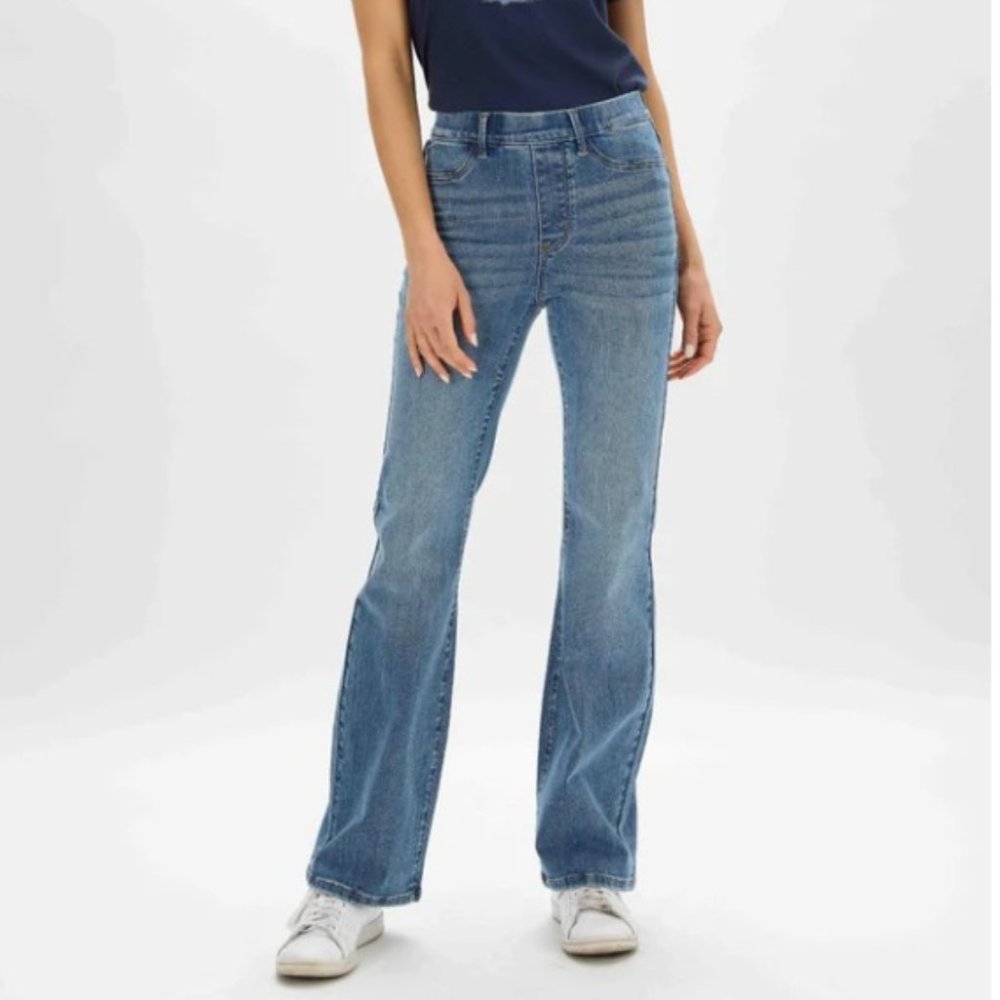 judy blue high waisted elastic waistband pull on slim bootcut jeans
